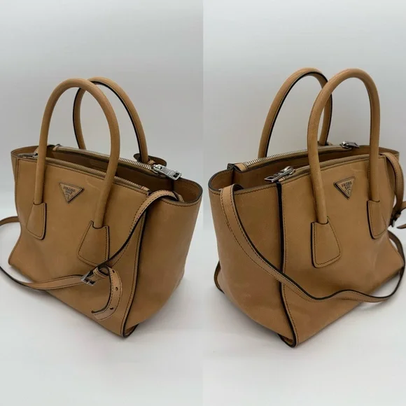 Authentic Prada light brown Calfskin leather tote - Picture 3 of 15